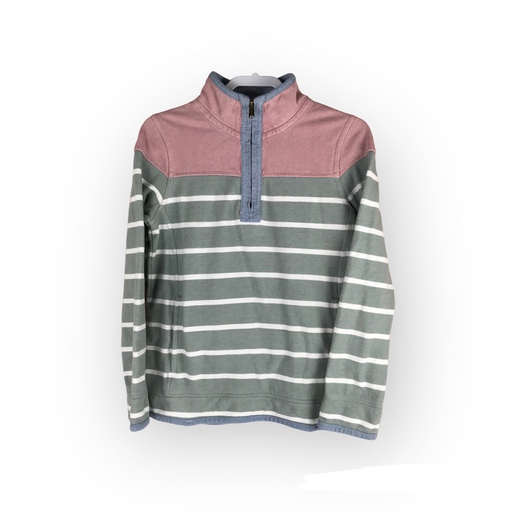 Fat Face The Airlie Green Eucalyptus Striped Quarter Zip Pullover Size 8